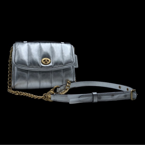 Coach Kip Quilted Metallic Leather Turnlock Crossbody/Top Handle Bag NWOT - Picture 2 of 16